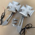 Httmt Mt252-009 Ttt003- Chrome Custom Led Turn Siganl Integrated Mirror Fit Compatible With H-d Electra Sportster