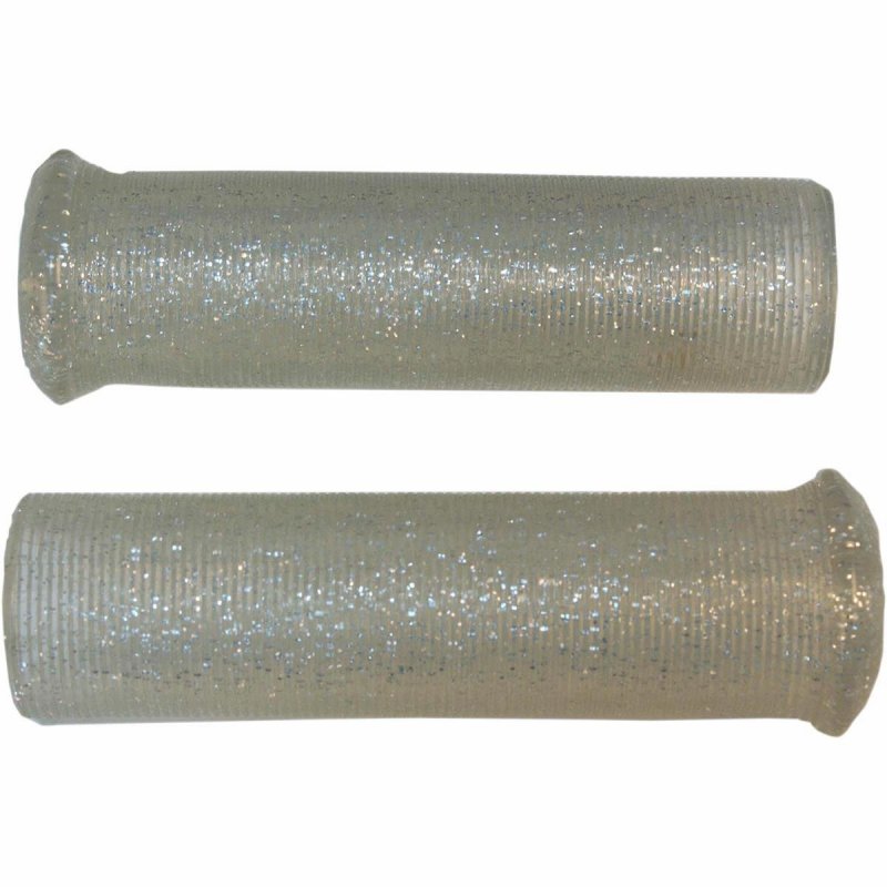 Emgo Star Fire Flake Grips For 1in Handlebars Silver