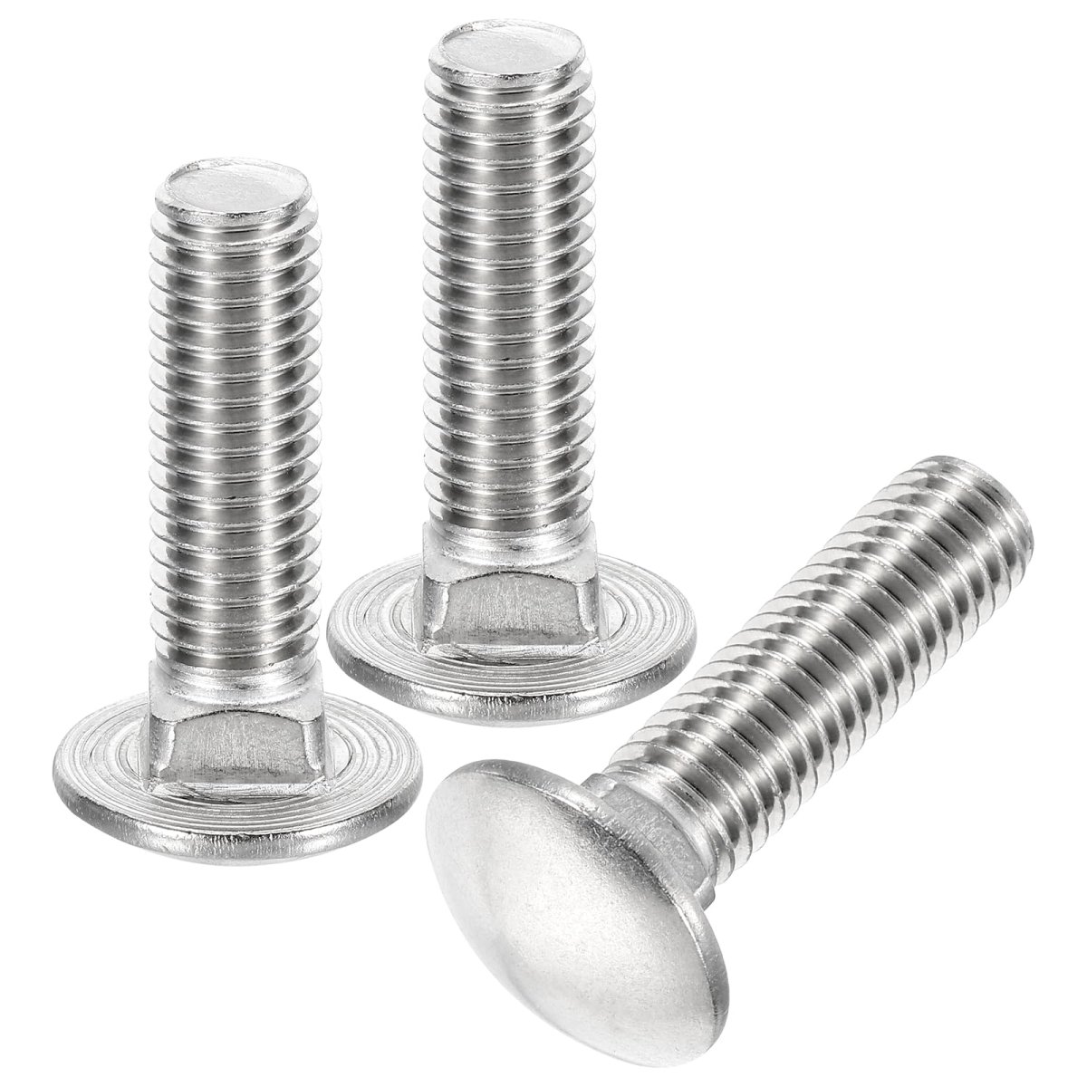 1 2-13x1-3 4 In Carriage Bolt 6pcs Round Head Square Neck Screws 304 Stainless Steel Fully Threaded Silver