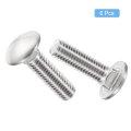 1 2-13x1-3 4 In Carriage Bolt 6pcs Round Head Square Neck Screws 304 Stainless Steel Fully Threaded Silver