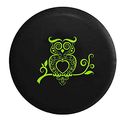Lime Owl Tree Branch Leaves Heart Artistic Jeep Spare Tire Cover Vinyl Black 32-33 In 