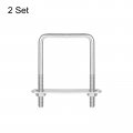 Uxcell Square U-bolts 2 Sets 67mm 64 Inner Width 110mm Length M8 304 Stainless Steel U Clamp Bolt With Nuts And Plates For Boat
