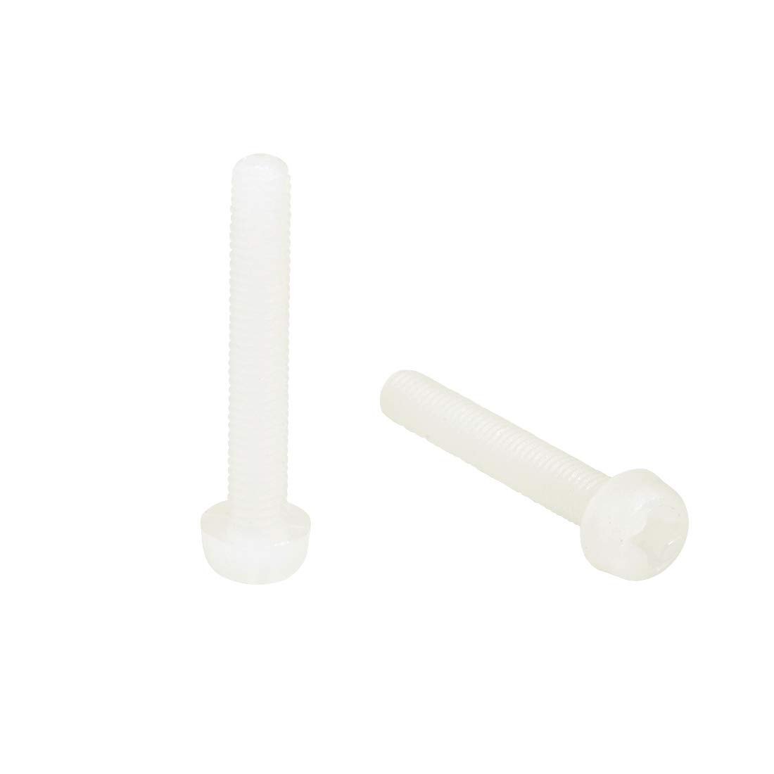 M3x20mm Threaded Nylon Phillips Cross Pan Head Machine Screws Bolts White 50pcs