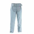 Ultimate Leather Apparel Denim Look Genuine Chaps Covered Zipper Gathered Thigh Fitting 2xl Blue 