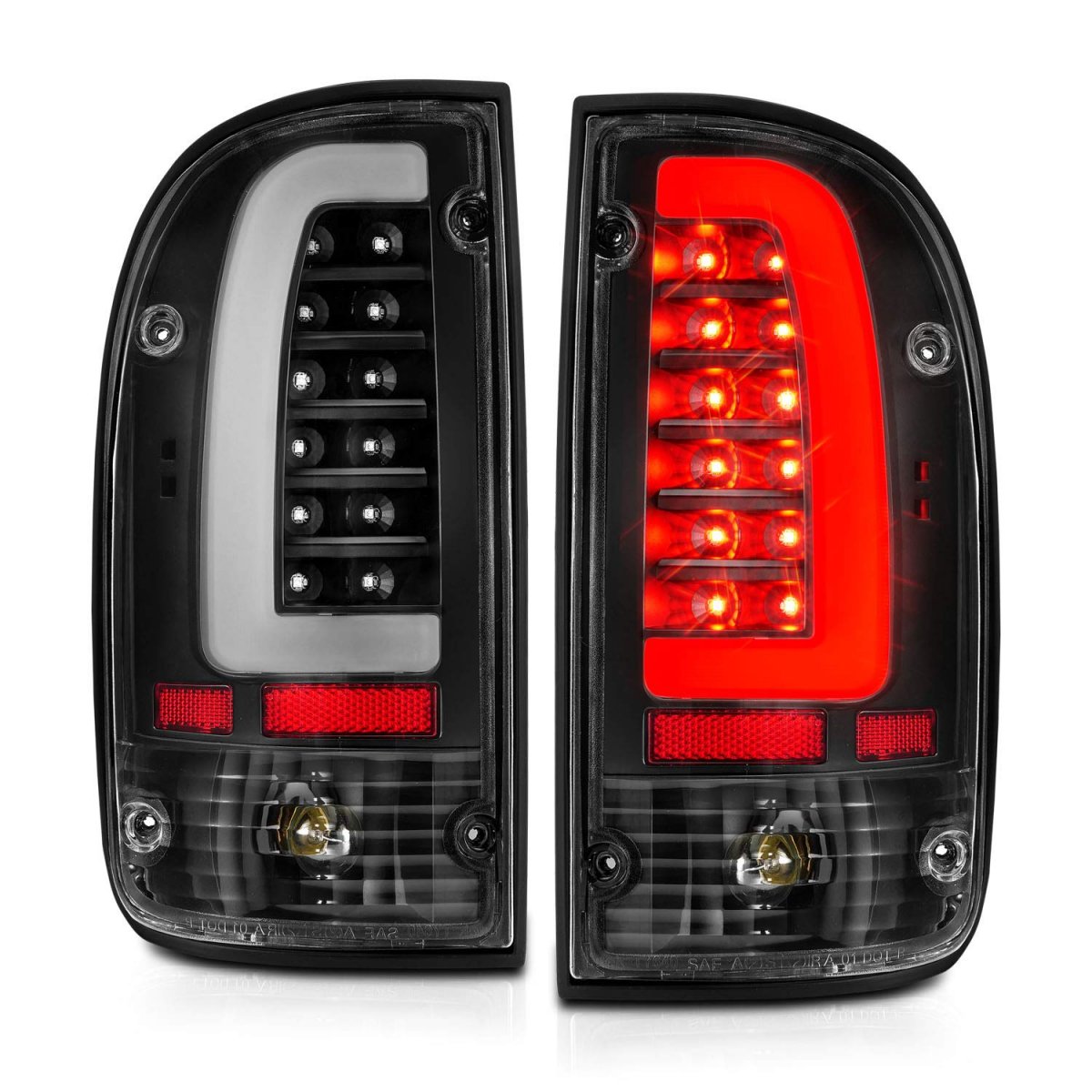 Amerilite For 1995-2000 Toyota Tacoma C-type Led Tube Black Replacement Tail Light Driver And Passenger Side