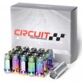 Circuit Performance Forged Steel Extended Open End Hex Lug Nut For Aftermarket Wheels 12x1 5 Neo Chrome 20 Piece Set Tool