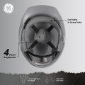 Ge Cap Style Hard Hat 4-point Ratchet Suspension Earmuff Slots High Impact Resistant Sweat-wicking Meets Ansi Z89 1-2014