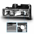 Amerilite Crystal Chrome Clear Reaplcement Headlights Pair For 1988-2002 Chevy Pickup Truck Passenger And Driver Side