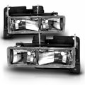 Amerilite Crystal Chrome Clear Reaplcement Headlights Pair For 1988-2002 Chevy Pickup Truck Passenger And Driver Side