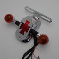 Httmt- Chrome Amber Metal Cross Tail Light Brake Turn Signal Compatiable With Big Twin Fl Motorcycle Bike P N Xh3118b-c-01-cd