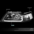 Auto Dynasty Led Drl L-bar Black Housing Clear Corner Projector Headlight Lamps Tool Kit Compatible With Ford Mustang 99-04