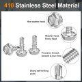 100 Pcs 10 X 1 2 In Self Drilling Screws 410 Stainless Steel Tapping For Metal Hex Washer Head Sheet