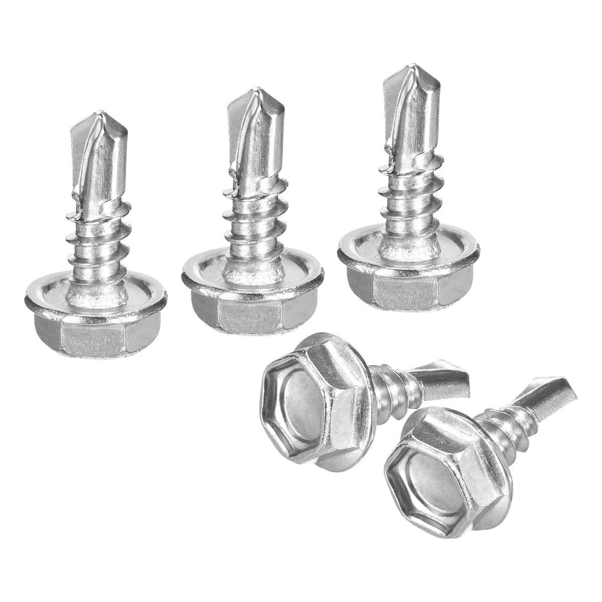 100 Pcs 10 X 1 2 In Self Drilling Screws 410 Stainless Steel Tapping For Metal Hex Washer Head Sheet