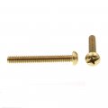 Prime-line Machine Screw Round Head Slotted Phillips Combo 1 4 In-20 X 2 In Solid Brass Pack Of 25