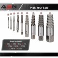 Abn Jumbo Spiral Flute Extractor 9 Piece Easy Out Bolt Screw Set Square Shank Reverse Bit With Wood Case