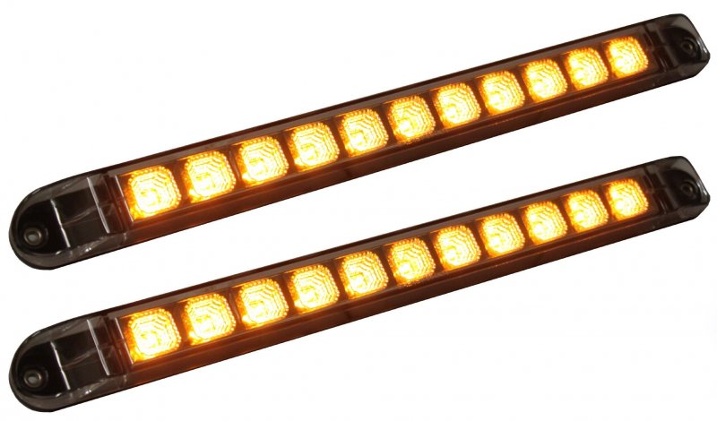 2 Sparkling Amber Led 17 Identification Light Bar Emergency Turn Signal For Truck Trailer Rv