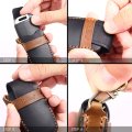 Kunio Car Key Fob Cover Case Fit For Jeep Wrangler Gladiato Jl Protectivechain Leather Key Holder 4 Buttons Black