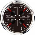 Eling 85mm Auto Motorcycle 4in1 Multi-function Gauge Oil Pressure 0-150psi Water Temperature 100-250a Fuel Level Voltmeter 12v