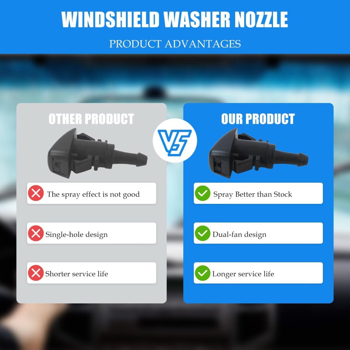 4805742ac Windshield Washer Nozzles 2-pack Direct Fit For 2009-2024 Dodge Ram 1500-5500 Trucks
