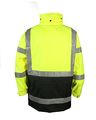 Safety Depot Two Tone Lime Yellow Black Reflective Class 3 Parka Jacket Reversible Piece With Zipper And Pockets 360c-3 2xl 