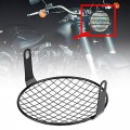 Terisass Helmet Cafe Racer Headlight Cover Iron Motorcycle Round Guard Grille Kit 6 5 Inch Motorbike Headlamp Protector Mask