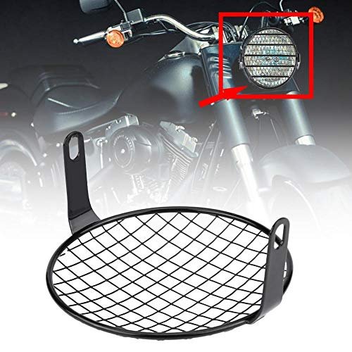 Terisass Helmet Cafe Racer Headlight Cover Iron Motorcycle Round Guard Grille Kit 6 5 Inch Motorbike Headlamp Protector Mask