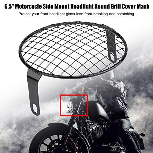 Terisass Helmet Cafe Racer Headlight Cover Iron Motorcycle Round Guard Grille Kit 6 5 Inch Motorbike Headlamp Protector Mask