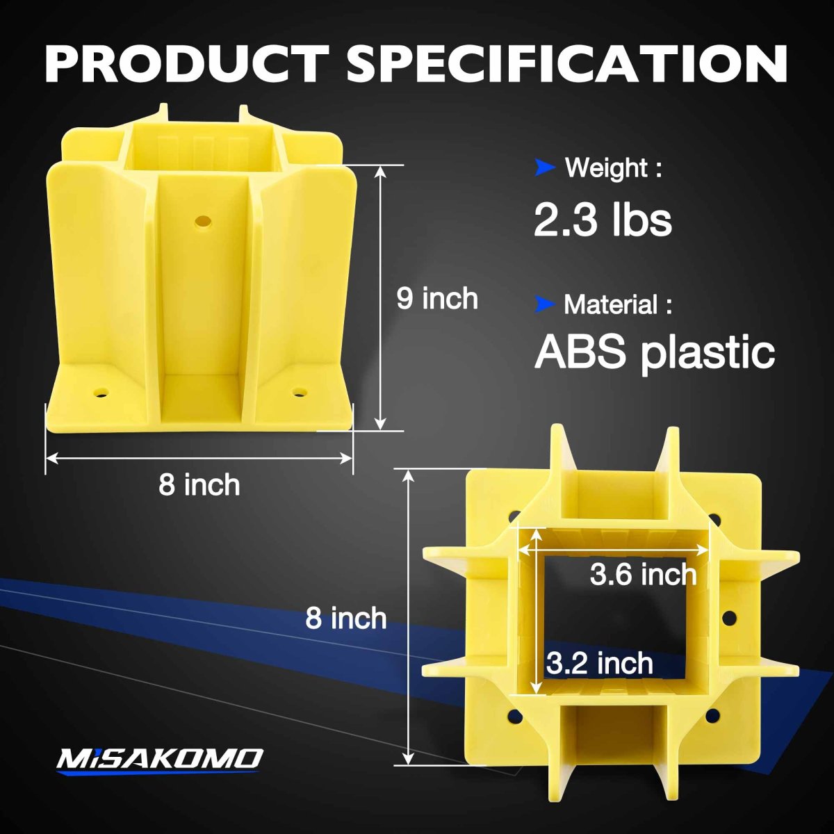 Yellow Safety Base Boot Guardrail With Toeboard Slots Reusable Fall Protection Accessories For Residential And Commercial