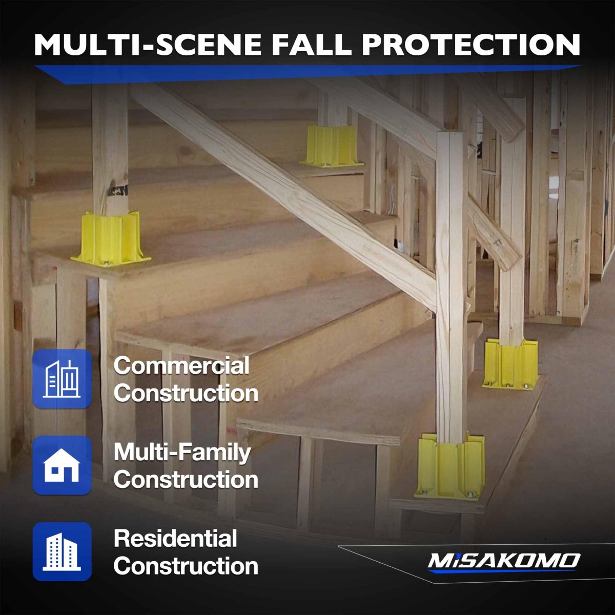 Yellow Safety Base Boot Guardrail With Toeboard Slots Reusable Fall Protection Accessories For Residential And Commercial