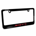 Ipick Image Made For Dodge Srt Hellcat Red In 3d Dark Gray Letters On Black Metal License Plate Frame