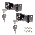 Uxcell 2 5 Inch Keyed Hasp Locks Zinc Alloy Twist Knob Locking With Screws For Door Cabinet Alike Black 2pcs