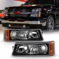 Acanii For 2003-2006 Chevy Silverado 1500 2500 3500 Black Housing Parking Lights Bumper Signal Lamps Pair Left Right