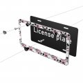Foruidea Sugar Skull Skeleton Flower Pink Matte Aluminum License Plate Frame With Black Screw Capsi 2pcs 2 Holes Licensess
