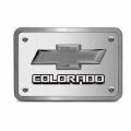 Ipick Image Made For Chevrolet Colorado 3d Gunmetal Dark Gray Logo On Brush Billet Aluminum 2-inch Tow Hitch Cover