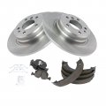 Rear Brake Pad And Rotor Kit With Parking Shoes For 1995 To 2001 Bmw 740i 740il Ceramic Pads 12 76 In Solid Rotors 