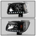 Acanii For Black 2001-2004 Toyota Tacoma Drl Led Headlights Head Lights Built In Corner Lamps Driver Passenger Side