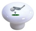 Set Of 2 Golf Club Ball Tee Ceramic Cabinet Drawer Pull Knobs White 1 5 In With Mounting Hardware 