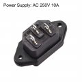 Uxcell Ac 250v 10a 3p Iec320 C14 Inlet Plug Power Socket Black W Cover 2set