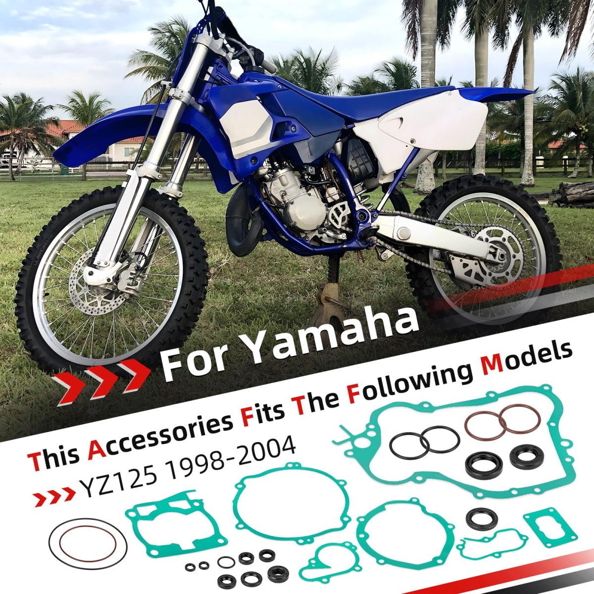 Top And Bottom End Engine Gasket Seal Set For Yamaha Yz125 1998-2004 93104-08040-00