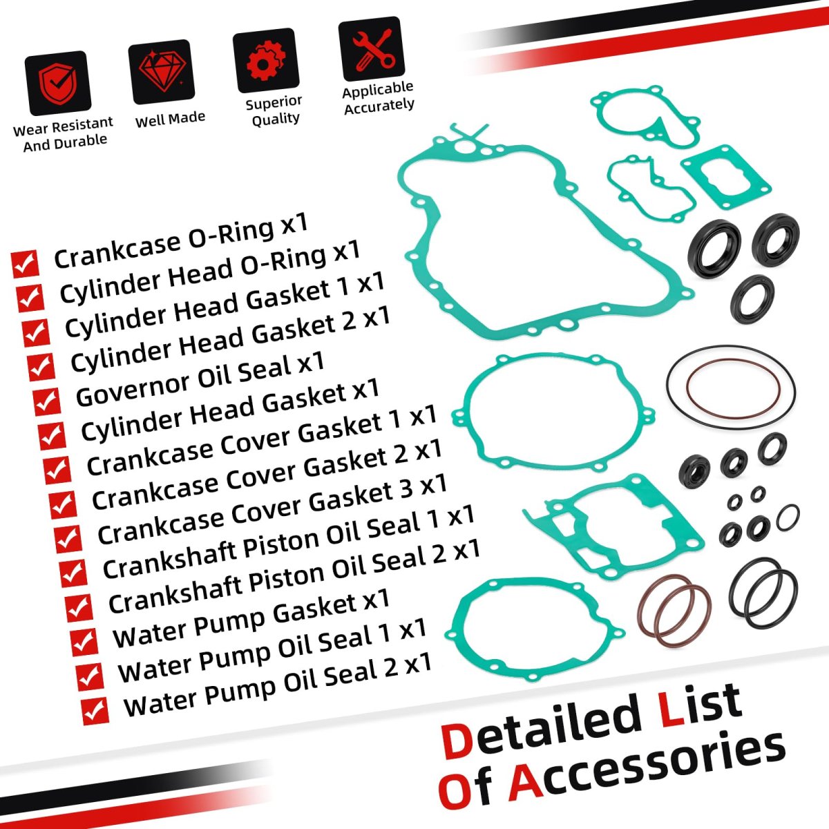 Top And Bottom End Engine Gasket Seal Set For Yamaha Yz125 1998-2004 93104-08040-00
