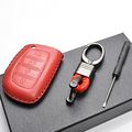 Vitodeco Hyundai Leather Keyless Entry Remote Control Smart Case Cover With A Key Chain For Elantra Sonata Tucson 4 Buttons Red