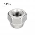 Uxcell 5 8-11 Acorn Cap Nuts 5pcs 304 Stainless Steel Hardware Hex Dome Head For Fasteners Silver