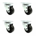 Phenolic Swivel Top Plate Caster Set Of 4 With 3 Inch Black Wheels Includes 1200 Lbs Total Capacity Service Brand 