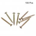Uxcell M5 X 50mm Wood Screws Phillips Flat Head Carbon Steel Color Zinc Plated Self Tapping 100pcs