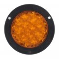 4 In Amber Round Led Tail Turn Light With 16 Sq Leds Polycarbonate Lens And Steel Flange Mount For Trucks Trailers Buses Boats 