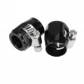 X Autohaux 4pcs An6 Hex Black Car Hose Finisher Flexible Rubber Pipe Clamp With Screw Band Adapter Fitting For Oil Fuel Water