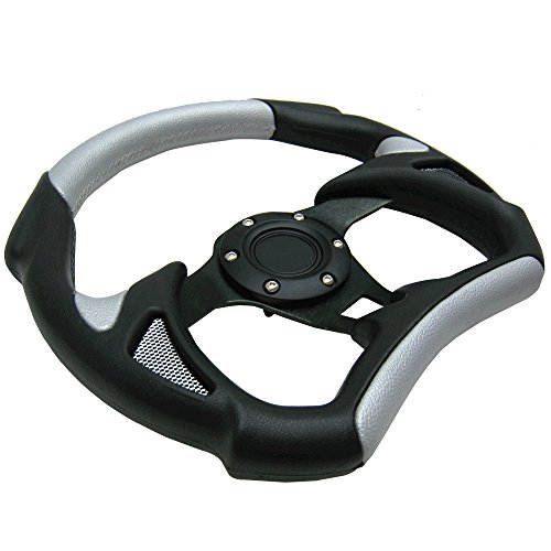 Steering Wheel For On Most Cars 320mm Battle Black Silver Pvc Leather Racing 6 Hole By Ikon Motorsports 1997 1998 1999 2000