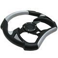 Steering Wheel For On Most Cars 320mm Battle Black Silver Pvc Leather Racing 6 Hole By Ikon Motorsports 1997 1998 1999 2000 