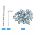 Uxcell 1 4-20 X 15mm Threaded Inserts For Wood 50pcs Nuts Insert With Hex Wrench And Drill Bit Gold Tone
