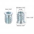 Uxcell 1 4-20 X 15mm Threaded Inserts For Wood 50pcs Nuts Insert With Hex Wrench And Drill Bit Gold Tone